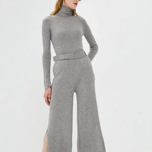 Patrizia Pepe Wool Ribbed Knit Jumper Sweater Pant Set Suit